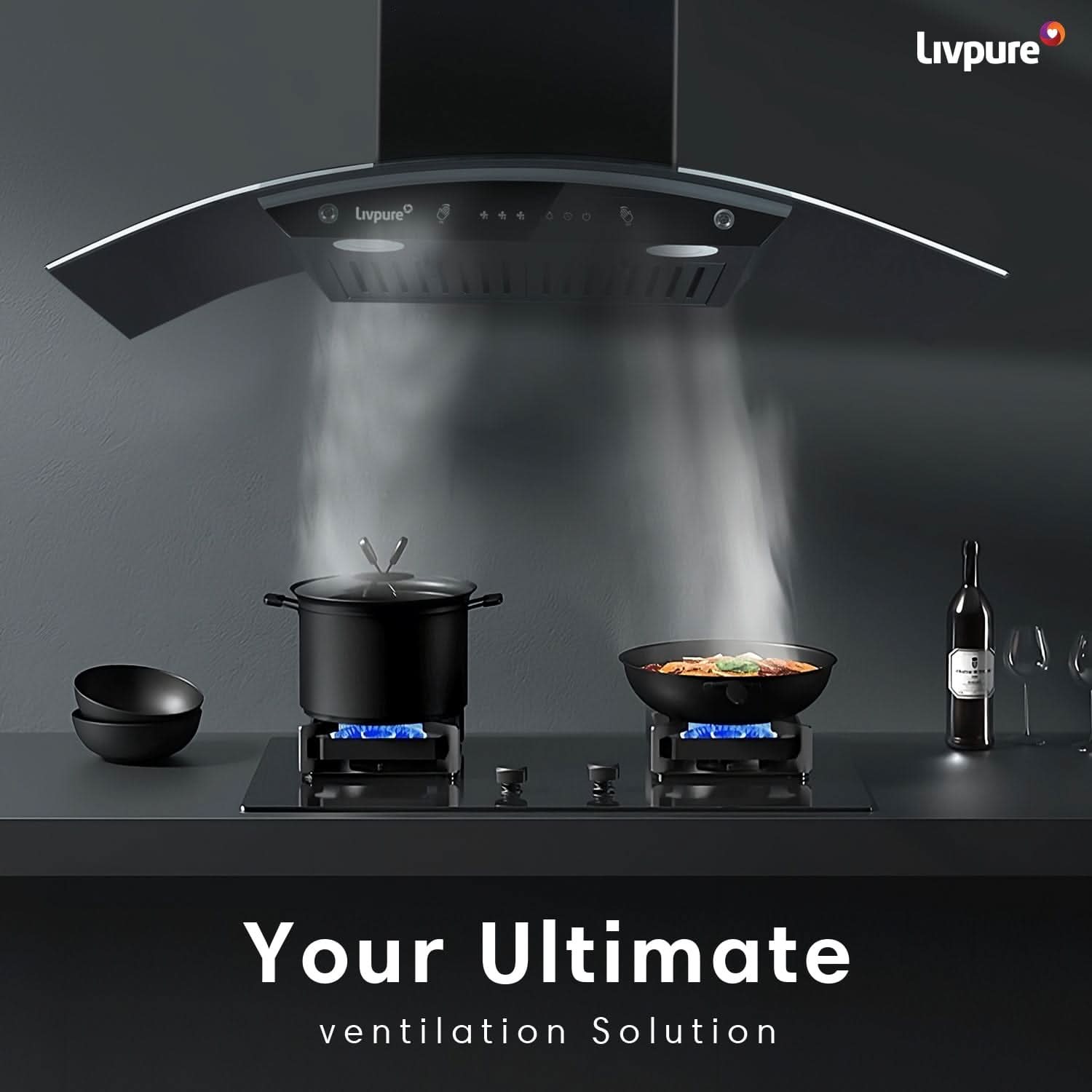 Livpure  Elega-90 Auto Clean Wall Mounted Chimney  (Black 1300 CMH)
