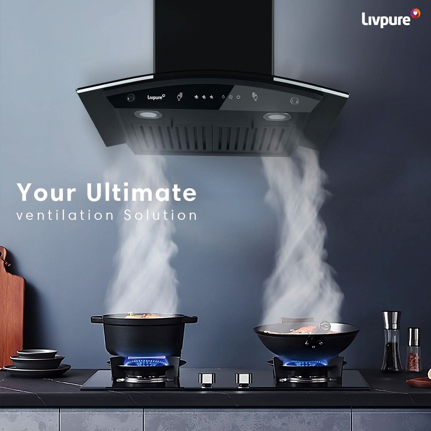 Livpure  Livpure Elega-60 Auto Clean Wall Mounted Chimney  (Black 1300 CMH)