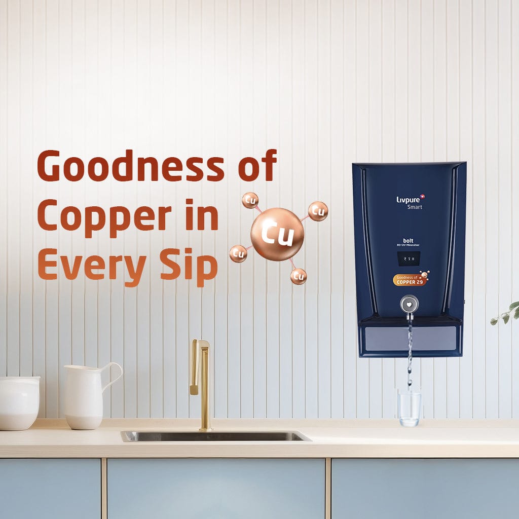 Livpure  RO Bolt Copper (RO+UV+ Mineraliser) Water Purifier on Subscription