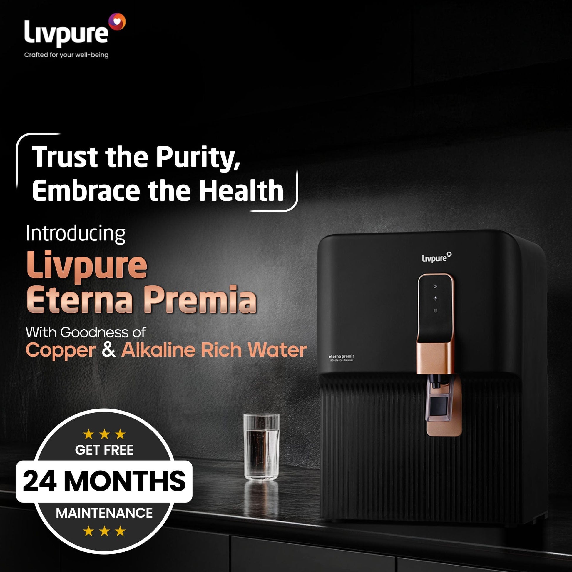 Livpure RO LIVPURE LIV-ETERNA-PREMIA RO + UV + CU Guard + Alkaline Enhancer