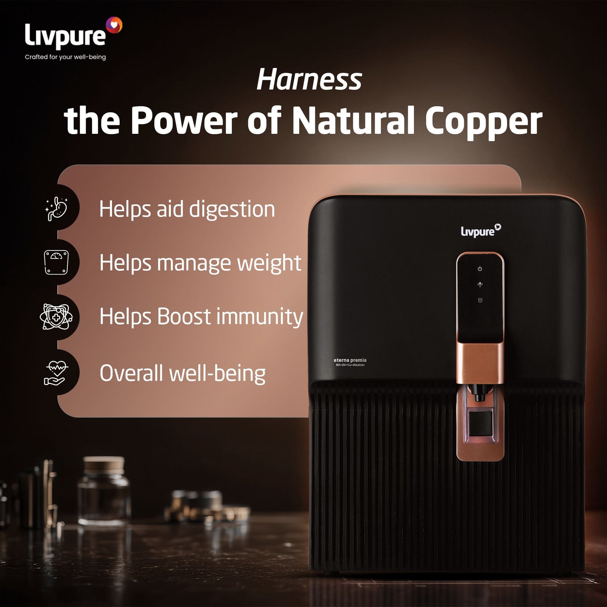 Livpure RO LIVPURE LIV-ETERNA-PREMIA RO + UV + CU Guard + Alkaline Enhancer