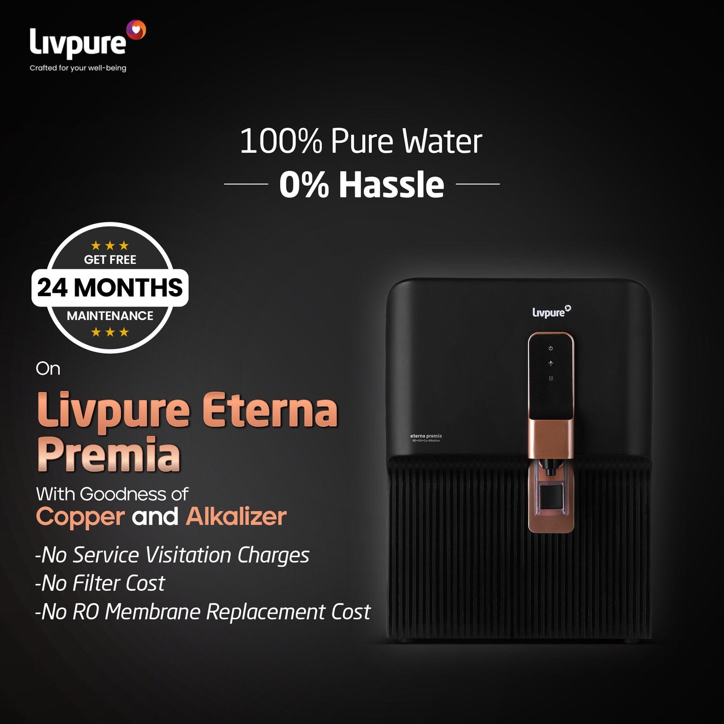 Livpure RO LIVPURE LIV-ETERNA-PREMIA RO + UV + CU Guard + Alkaline Enhancer